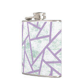 ラベンダーと淡い色の緑モザイク模様 フラスク (左)