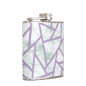 ラベンダーと淡い色の緑モザイク模様 フラスク (右)