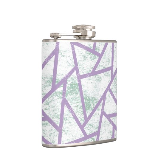 ラベンダーと淡い色の緑モザイク模様 フラスク (右)