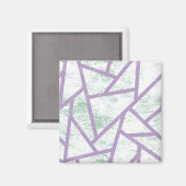ラベンダーと淡い色の緑モザイク模様 マグネット (正面/裏面)