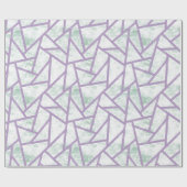 ラベンダーと淡い色の緑モザイク模様 ラッピングペーパー (フラット)
