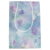 ラベンダーと白い花の美しい ブライダルシャワー ミディアムペーパーバッグ (正面)