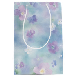 ラベンダーと白い花の美しい ブライダルシャワー ミディアムペーパーバッグ