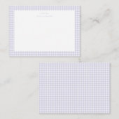 ラベンダーと白のギンガムの女の子のメモカード ノートカード (正面/裏面)