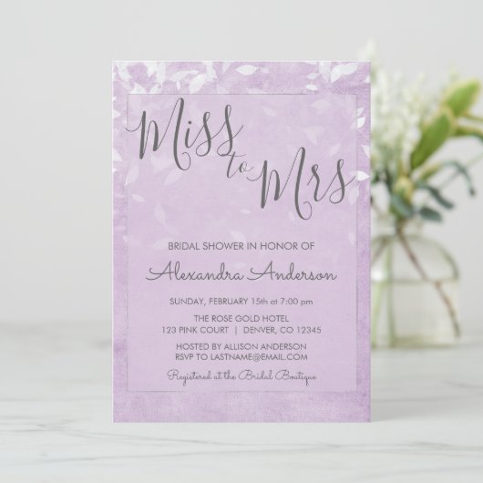 ラベンダーと白恋しく思のミセスブライダルシャワー 招待状 (スタンド正面)