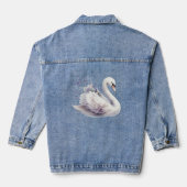 ラベンダーと白鳥の水彩画 デニムジャケット (裏面)