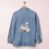 ラベンダーと白鳥の水彩画 デニムジャケット (ハンガー)