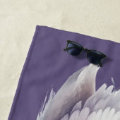 ラベンダーと白鳥の水彩画 ビーチタオル (インサイチュ)