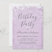 ラベンダーと白Any Age Birthdayパーティー 招待状 (正面)