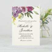 ラベンダーと紫のシンプルな花のクリスチャンウェディング 招待状 (スタンド正面)