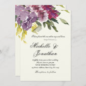 ラベンダーと紫のシンプルな花のクリスチャンウェディング 招待状 (正面/裏面)