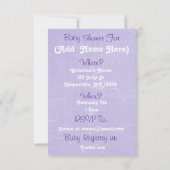 ラベンダーと紫のベビーの足跡ベビーシャワー 招待状 (裏面)