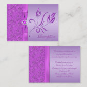 ラベンダーと紫色の宝石で飾られた披露宴カード エンクロージャーカード (正面/裏面)