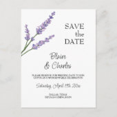 ラベンダーと緑のポストカード日付カードを保存 案内ポストカード (正面)