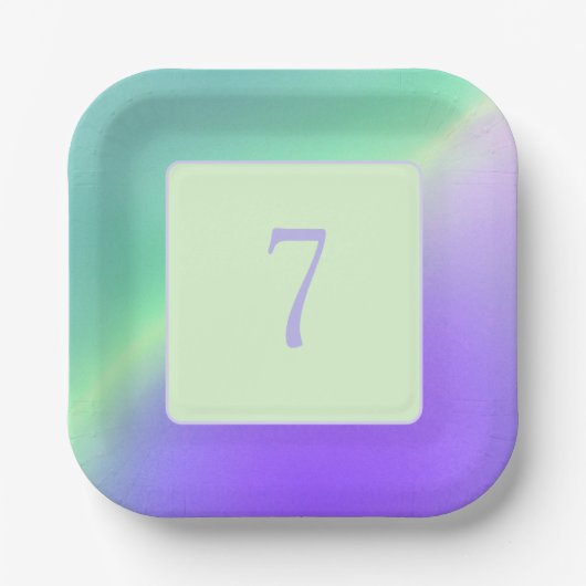 ラベンダーと緑の紙皿 ペーパープレート (正面)