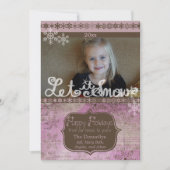 ラベンダーと茶色の雪片フォトホリデーカード シーズンカード (正面)