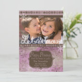 ラベンダーと茶色の雪片フォトホリデーカード シーズンカード (スタンド正面)