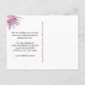 ラベンダーと薄紫の花を移動 案内ポストカード (裏面)