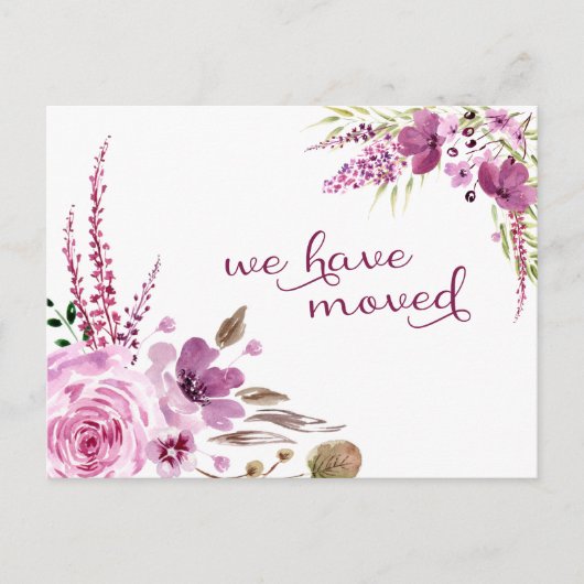 ラベンダーと薄紫の花を移動 案内ポストカード (正面)