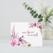 ラベンダーと薄紫の花を移動 案内ポストカード (スタンド正面)