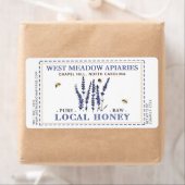 ラベンダーと蜂の蜂蜜ラベル縁ど破線 ラベル (インサイチュ)