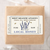 ラベンダーと蜂の蜂蜜ラベル縁ど破線 ラベル (インサイチュ)