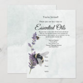 ラベンダーと蜂 エッセンシャルオイル クラス招待 招待状 (正面/裏面)