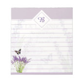 ラベンダーと蝶のメモ帳 ノートパッド (正面)