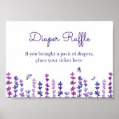ラベンダーと蝶の水色おむつラッフル ポスター (正面)