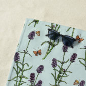 ラベンダーと蝶の海のガラス ビーチタオル (インサイチュ)