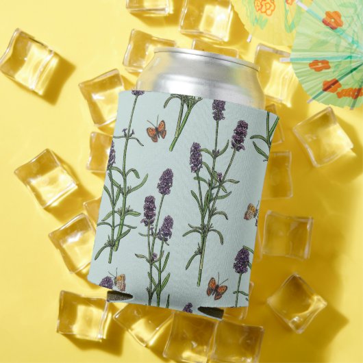 ラベンダーと蝶の海のガラス 缶クーラー (インサイチュ 夏)