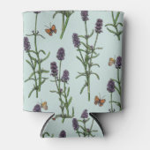 ラベンダーと蝶の海のガラス 缶クーラー (正面)