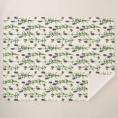 ラベンダーと蝶オフ白 シェルパブランケット (正面(横))