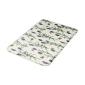 ラベンダーと蝶オフ白 バスマット (アングル)