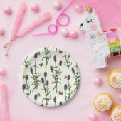 ラベンダーと蝶オフ白 ペーパープレート (パーティー)