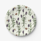 ラベンダーと蝶オフ白 ペーパープレート (正面)