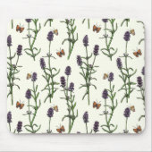 ラベンダーと蝶オフ白 マウスパッド (正面)