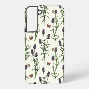 ラベンダーと蝶オフ白 SAMSUNG GALAXY S22+ケース