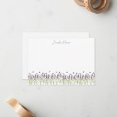 ラベンダーと蝶パーソナライズされた ノートカード (正面/裏面インサイチュ)