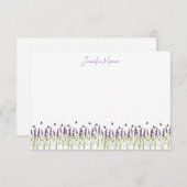 ラベンダーと蝶パーソナライズされた ノートカード (正面/裏面)