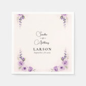 ラベンダーと赤面バラ結婚ズナプキン スタンダードカクテルナプキン (正面)