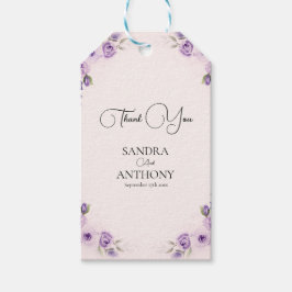 ラベンダーと赤面バラ結婚ズ ギフトタグ