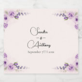 ラベンダーと赤面バラ結婚ズ スパークリングワインラベル (シングルラベル)