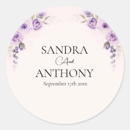 ラベンダーと赤面バラ結婚ズ ラウンドシール
