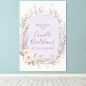 ラベンダーと赤面フローラウェルカムサイン キャンバスプリント (インサイチュ (ウッドフロア))