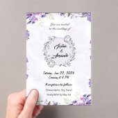 ラベンダーと赤面フローラ結婚式招待状 アクリル招待状 (インサイチュ (ポータブル))