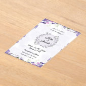 ラベンダーと赤面フローラ結婚式招待状 アクリル招待状 (レイダウン)