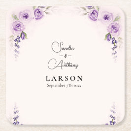 ラベンダーと赤面結婚ズスクエア紙コースター スクエアペーパーコースター