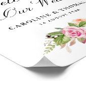 ラベンダーと赤面結婚フローラの歓迎サイン ポスター (角)