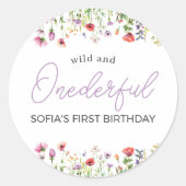 ラベンダーと野の花 初めての誕生日 ラウンドシール (正面)